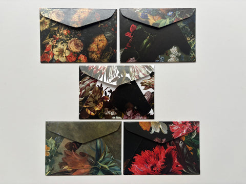 Dark floral portraits money envelopes in jumbo and horizontal sizes--for weddings, Eid and Christmas