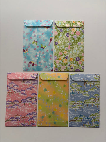 Colourful kids' flora and fauna money envelopes for kids in tall size--set of 5 for Eid, Christmas, Chinese New Year and birthdays