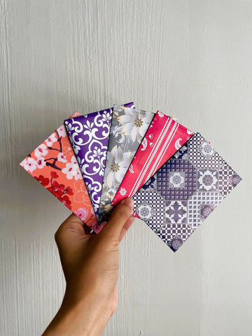 Arabesque and floral money envelopes in jumbo and wide sizes--set of 5 for CNY, Eid and Christmas