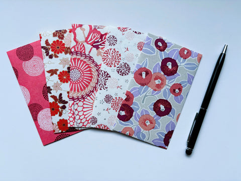 Premium origami money envelopes in light red and white shades--set of 5 for CNY, Eid, Christmas, weddings and birthdays