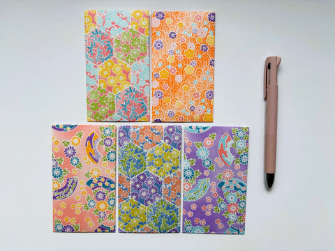 Colourful peach and purple money envelopes in tall size--set of 5 for Eid, Christmas and CNY