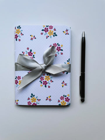 Sweet turquoise, pink and white floral notebook set of 2--for childrens' Christmas present and birthdays