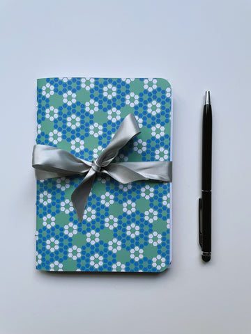 Sweet turquoise, pink and white floral notebook set of 2--for childrens' Christmas present and birthdays