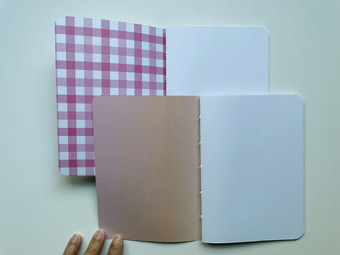 Sweet turquoise, pink and white floral notebook set of 2--for childrens' Christmas present and birthdays