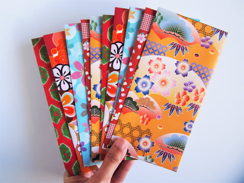 Bright and beautiful origami money envelopes for Eid and Lunar New Year--set of 10 in jumbo design