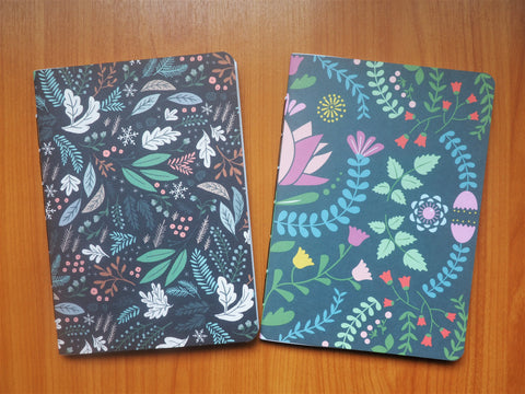 Forest greenery notebook set of 2 for Christmas, birthdays--for nature lovers and gardeners, gifts for him