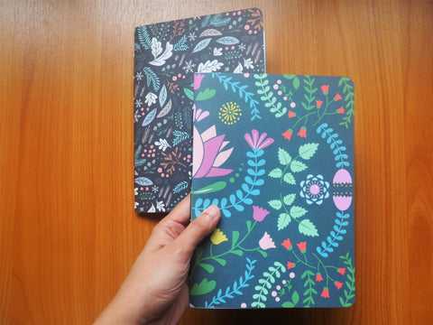 Forest greenery notebook set of 2 for Christmas, birthdays--for nature lovers and gardeners, gifts for him
