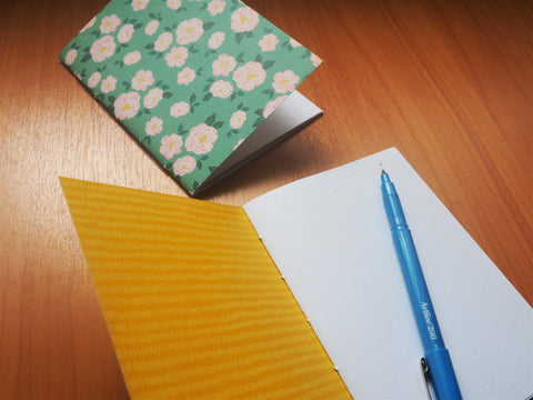 Turquoise and pink blooms handbound notebooks set of 2--birthday gifts for sisters, nature lovers, girlfriends