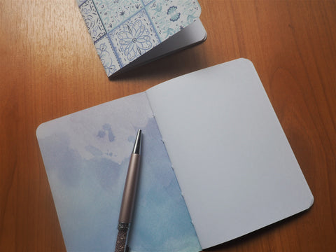 Colourful diamonds and light blue mosaic tiles handbound notebooks set of 2--Christmas stocking stuffers and birthday gifts for kids