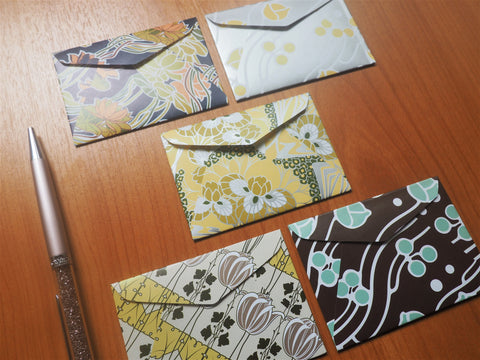 Glossy buds and blooms money envelopes set of 5 in jumbo or horizontal sizes--Christmas gifts, weddings, birthdays