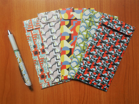 Geometric abstract designs money envelopes in packs of 5--gift for Christmas, weddings, birthdays, gift for him
