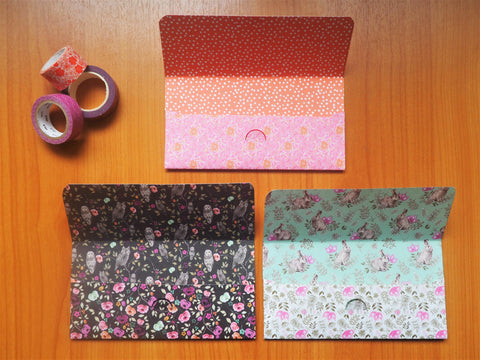 Pink botanicals long money envelopes--set of 3 for Christmas, CNY, Eid, weddings and birthdays