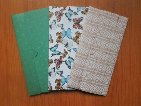 Rustic butterflies and chevron design long money envelopes--set of 3 for Christmas, birthdays, grandparents, elderly