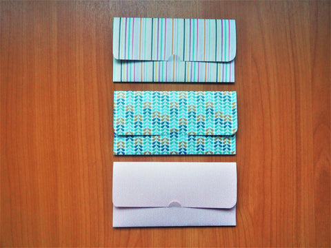 Pastel blue and pink long money envelopes--set of 3 for birthdays, weddings and Christmas