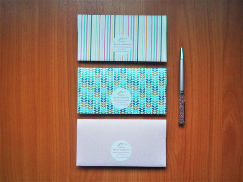 Pastel blue and pink long money envelopes--set of 3 for birthdays, weddings and Christmas