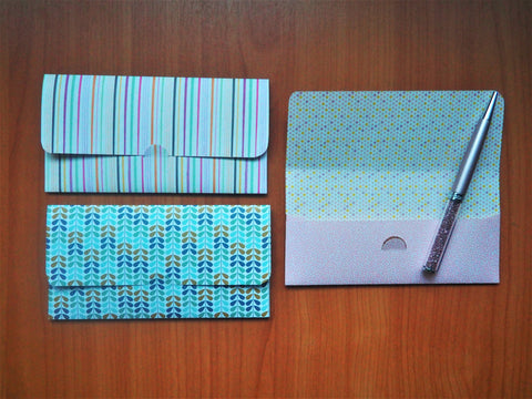 Pastel blue and pink long money envelopes--set of 3 for birthdays, weddings and Christmas