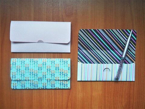 Pastel blue and pink long money envelopes--set of 3 for birthdays, weddings and Christmas