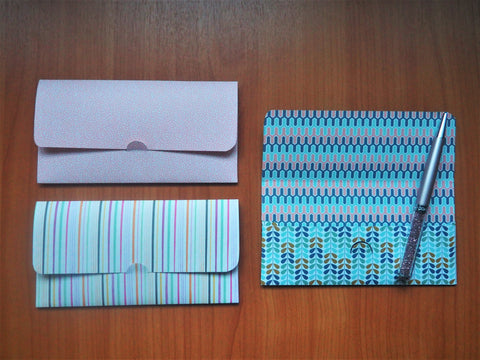 Pastel blue and pink long money envelopes--set of 3 for birthdays, weddings and Christmas