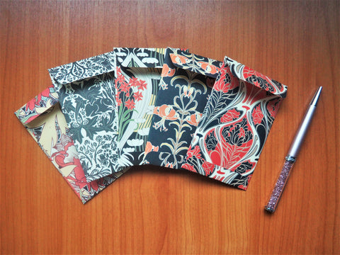 Luscious amber and dark brown foliage money envelopes--set of 5 in a wide design