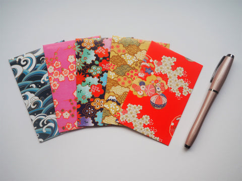 Japanese nature designs on bright washi paper--set of 5 in wide or horizontal sizes