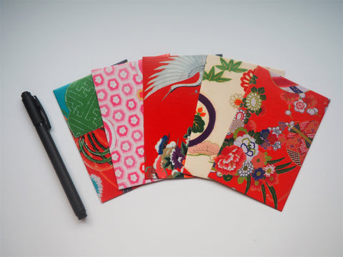 Red Chinese spheres and flowers money envelopes, voucher holders and gift card holders--set of 5 in wide design