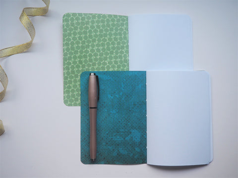 Sketched wildflowers in monochrome and pastel blue--set of 2 notebooks for the flower and nature lovers