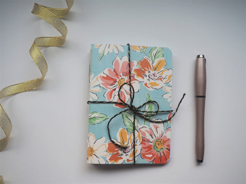 Sketched wildflowers in monochrome and pastel blue--set of 2 notebooks for the flower and nature lovers