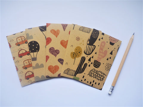 Fun and colourful kraft money envelopes for kids--set of 5 for Eid, Christmas, birthdays