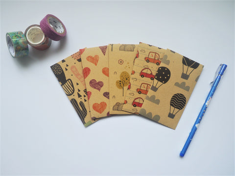 Fun and colourful kraft money envelopes for kids--set of 5 for Eid, Christmas, birthdays