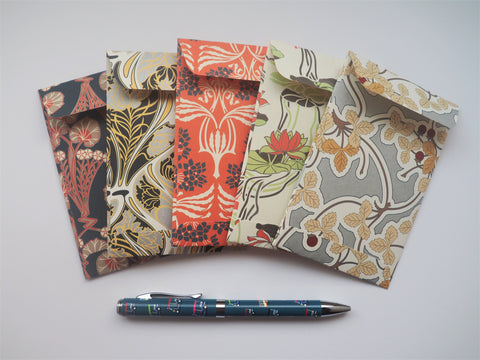 Retro blooming swirls money envelopes--set of 5 for Eid, Christmas, weddings, birthdays