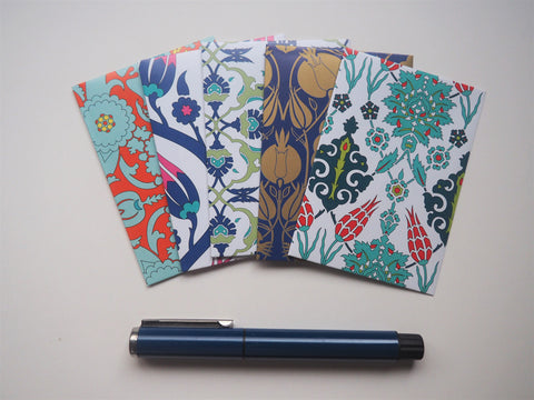 Delicate blue Turkish patterns money envelopes for Eid--set of 5 in jumbo or horizontal design