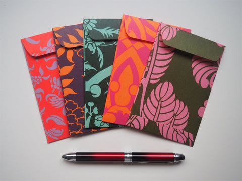 Bold flourishes money envelopes for Eid, Christmas, CNY and boho weddings--set of 5 in wide design