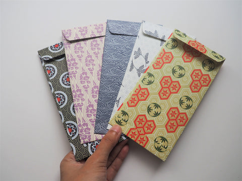 Elegant traditional Asian motifs money envelopes-set of 5 for Christmas in jumbo size