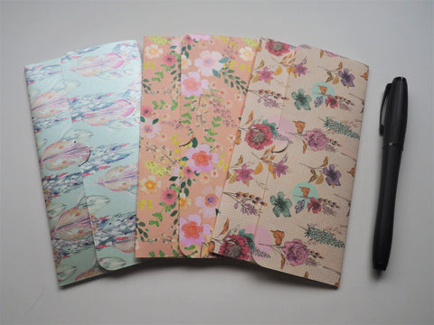 Flowers and feathers handmade money envelopes--set of 3 for Christmas