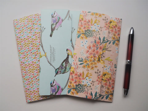 Flowers and birds handmade money envelopes--set of 3 for Christmas