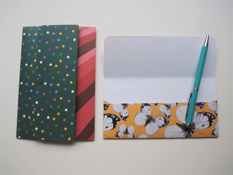 Polka dot, butterflies and abstract lines handmade money envelopes--set of 3