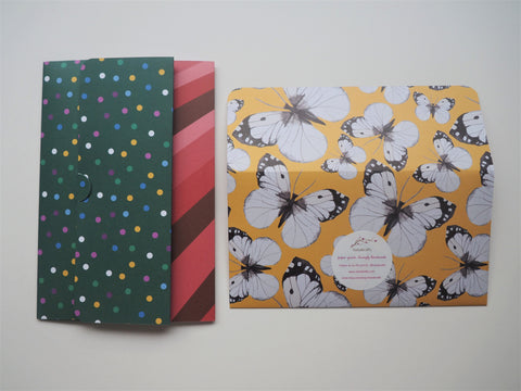 Polka dot, butterflies and abstract lines handmade money envelopes--set of 3
