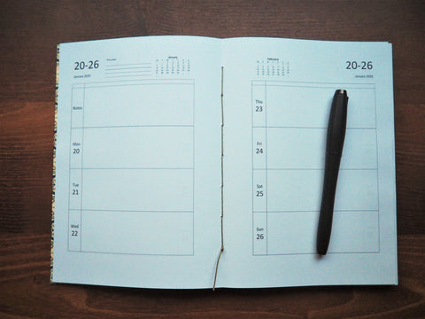 2021 year planner and organizer: hand-bound with exposed binding on the spine in 3 beautiful styles