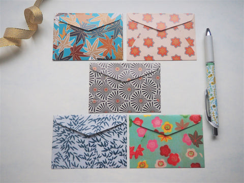 Asian botanical designs money envelopes--set of 5 in jumbo and horizontal size
