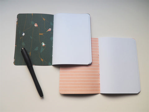 Pretty little floral motifs notebooks in red and blue set of 2--for Chinese New Year, Christmas and Valentine's