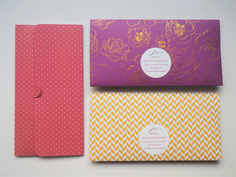 Golden flowers, polka dots and zigzag long money envelopes--set of 3 for CNY, Christmas and birthdays