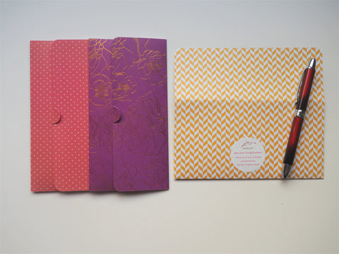 Golden flowers, polka dots and zigzag long money envelopes--set of 3 for CNY, Christmas and birthdays