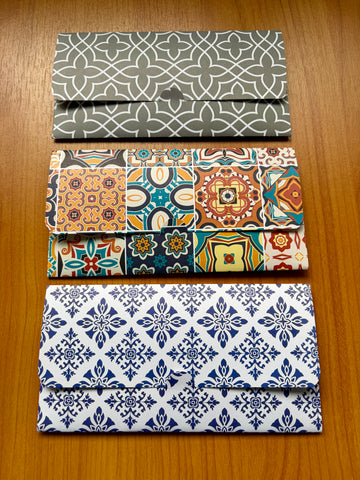 Traditional intricate mosaic tiles long money envelopes--set of 3 for Eid, Christmas gifts and weddings