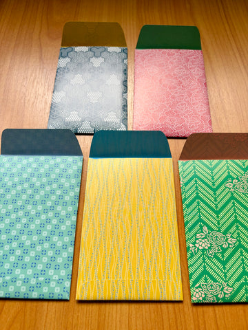 Glossy traditional geometric patterns money envelopes for Eid and Christmas--set of 5 in wide design