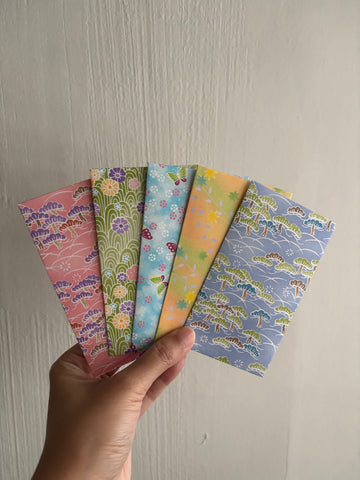 Colourful kids' flora and fauna money envelopes for kids in tall size--set of 5 for Eid, Christmas, Chinese New Year and birthdays