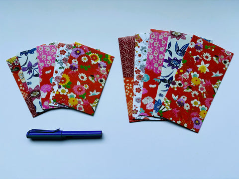 Kimono flowers money envelopes in jumbo and wide sizes--set of 5 for Chinese New Year