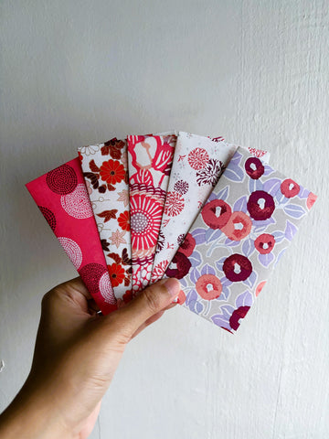 Premium origami money envelopes in light red and white shades--set of 5 for CNY, Eid, Christmas, weddings and birthdays