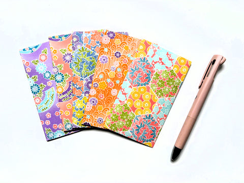 Colourful peach and purple money envelopes in tall size--set of 5 for Eid, Christmas and CNY