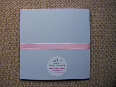 Baby girl pink polka dot square gatefold card