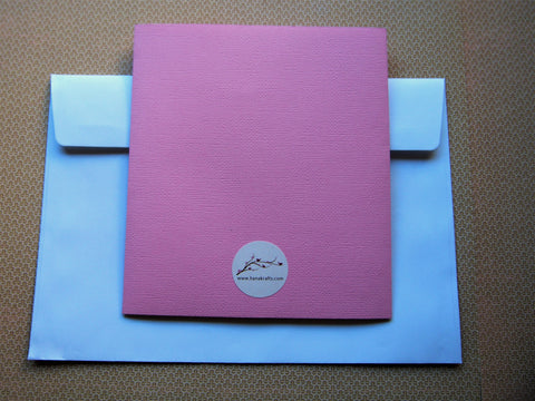 Get Well Soon gatefold card in pink, white and orange with floral decorations